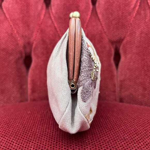 FOSSIL Crewel Frame Mini Multicolor Kisslock Clutch Canvas Crossbody Purse - Picture 7 of 16